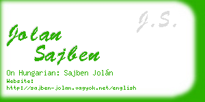 jolan sajben business card